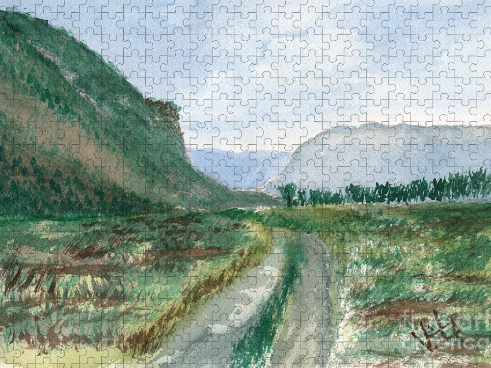 Kootenai Jigsaw Puzzle featuring the painting Trail To Canada by Victor Vosen