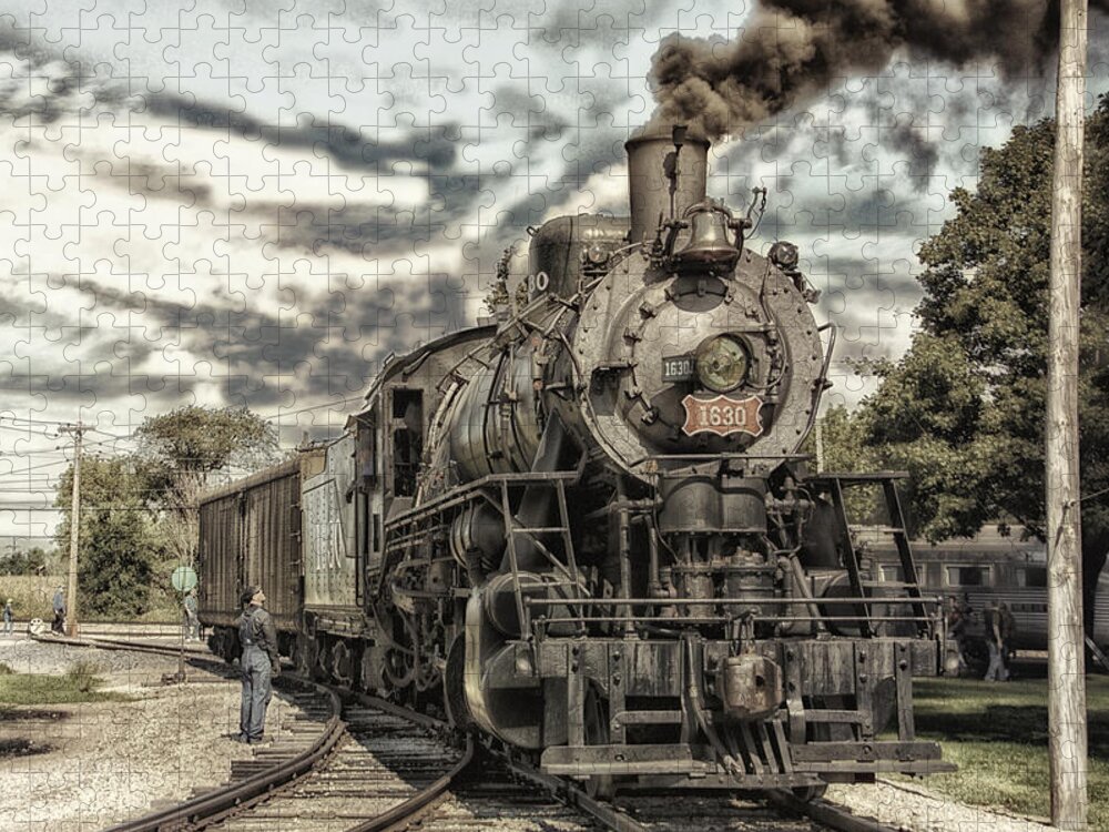 Illinois Railway Museum Jigsaw Puzzle featuring the photograph Trains Steam Engine 1630 PA 02 by Thomas Woolworth