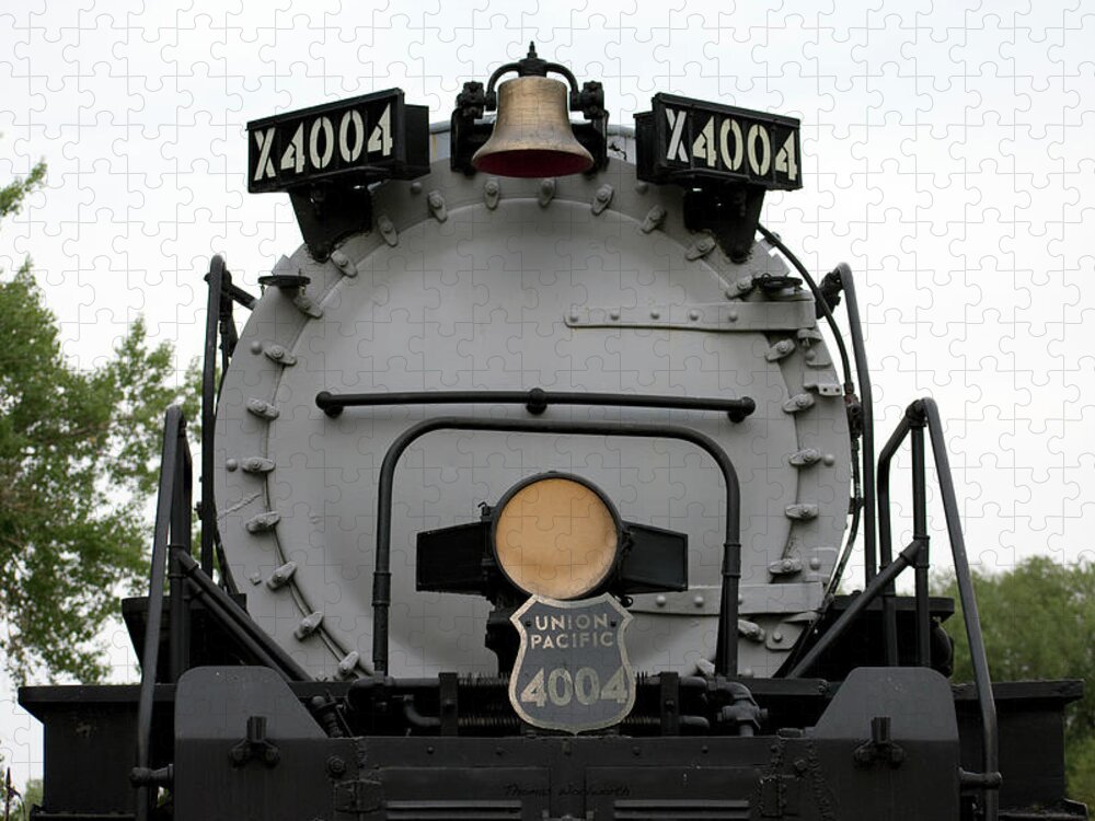 The Mighty Big Boy Jigsaw Puzzle featuring the photograph Trains Union Pacific Big Boy 4004 Front End by Thomas Woolworth