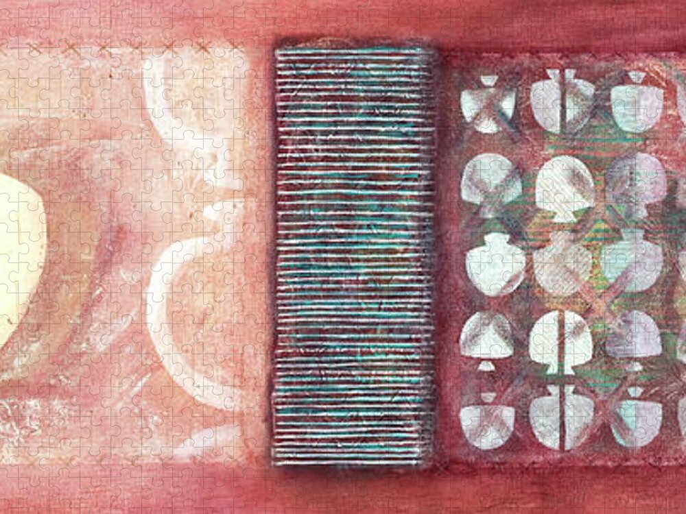Abstract Jigsaw Puzzle featuring the mixed media Trans Bound by Kerryn Madsen-Pietsch