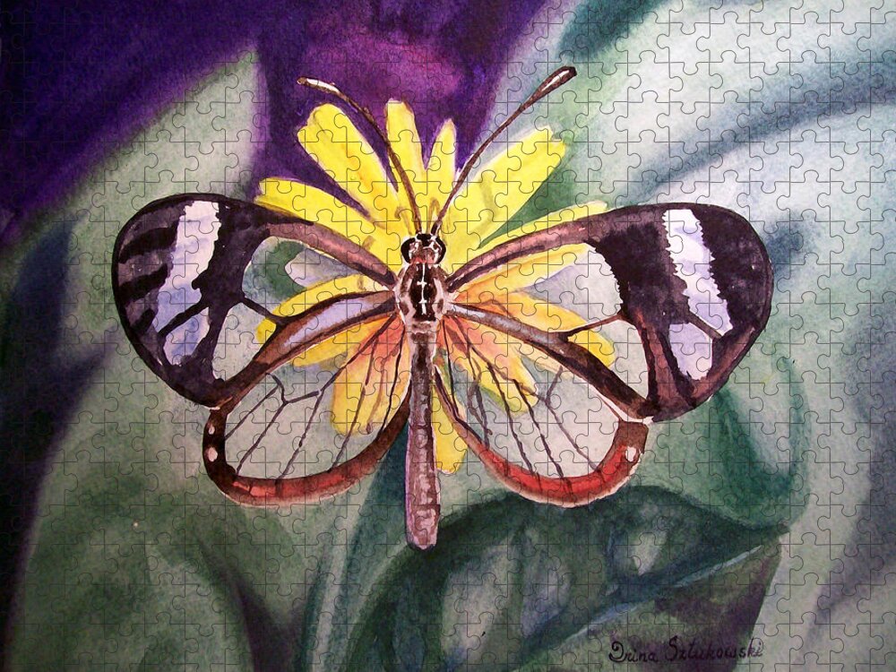 Transparent Jigsaw Puzzle featuring the painting Transparent Butterfly by Irina Sztukowski
