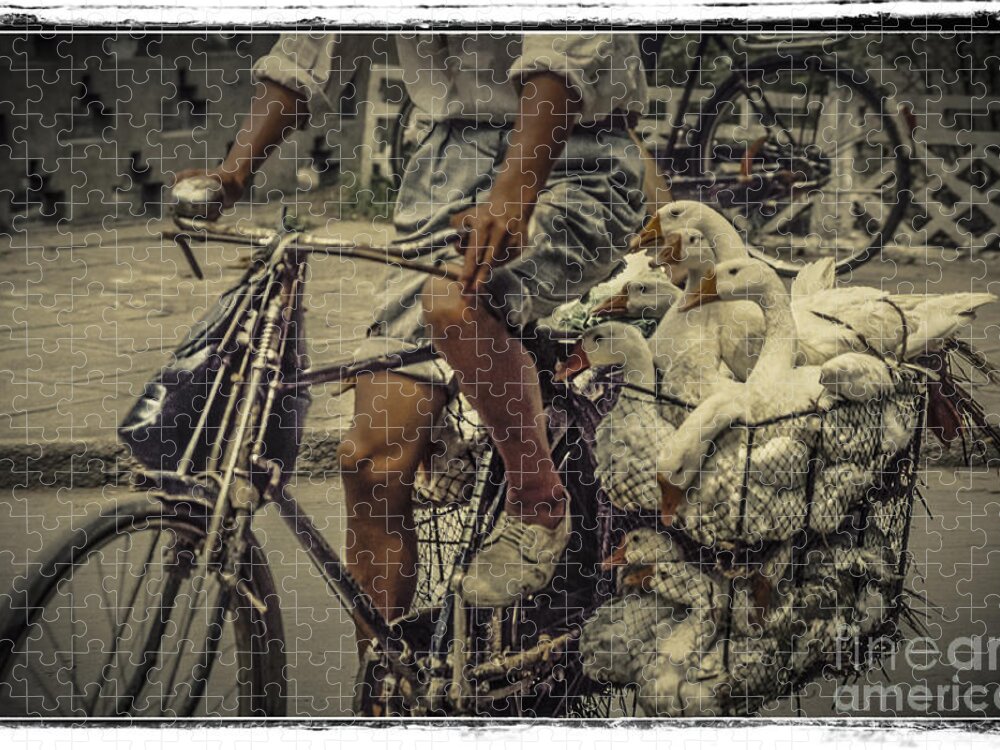 People Jigsaw Puzzle featuring the photograph Transport by Bicycle in China by Heiko Koehrer-Wagner