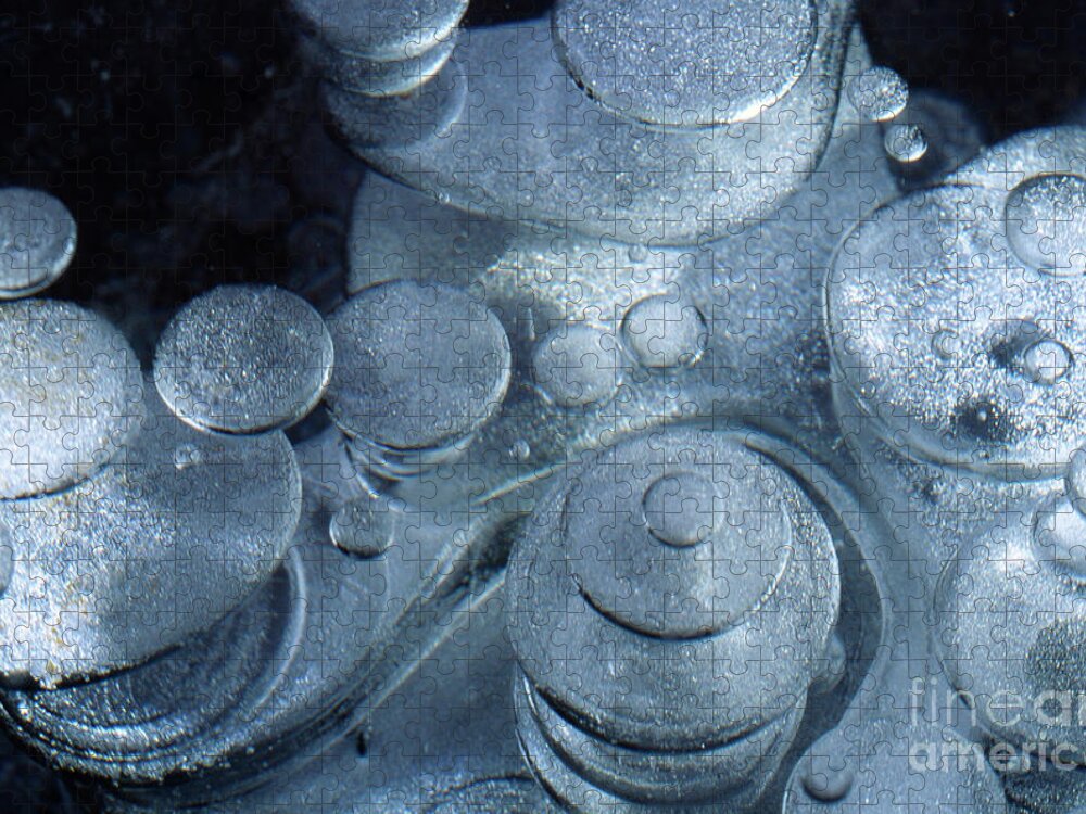 Winter Jigsaw Puzzle featuring the photograph Trapped air bubbles in ice by Heiko Koehrer-Wagner