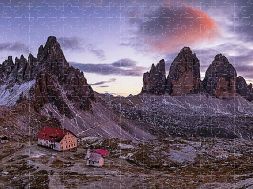 Dolomites Jigsaw Puzzle featuring the photograph Tre Cime di Lavaredo Panorama by Elias Pentikis