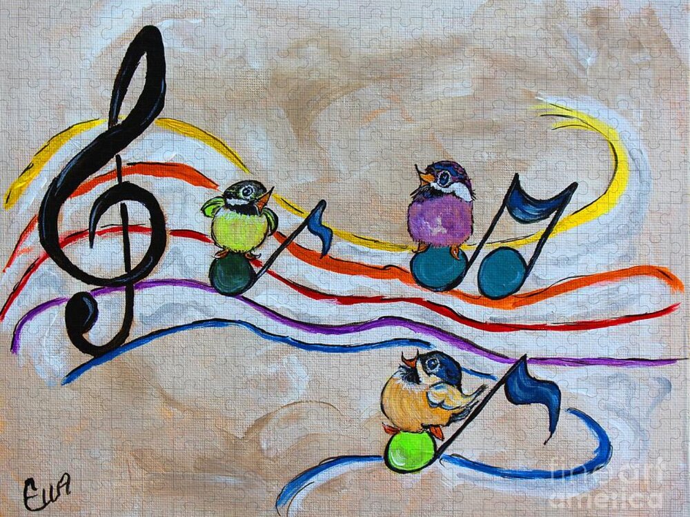 Painting Jigsaw Puzzle featuring the painting Treble Clef Trio by Ella Kaye Dickey
