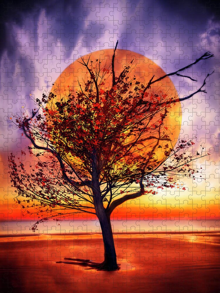 Clouds Jigsaw Puzzle featuring the photograph Tree on Fire by Debra and Dave Vanderlaan