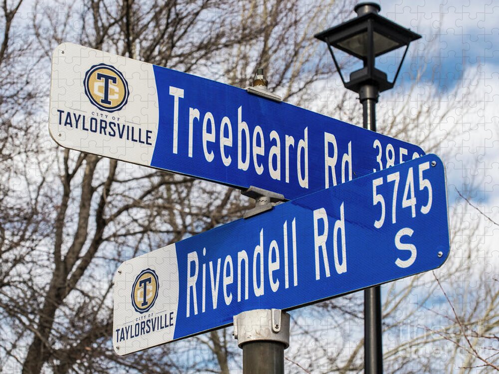 Treebeard Jigsaw Puzzle featuring the photograph Treebeard and Rivendell Street Signs by Gary Whitton