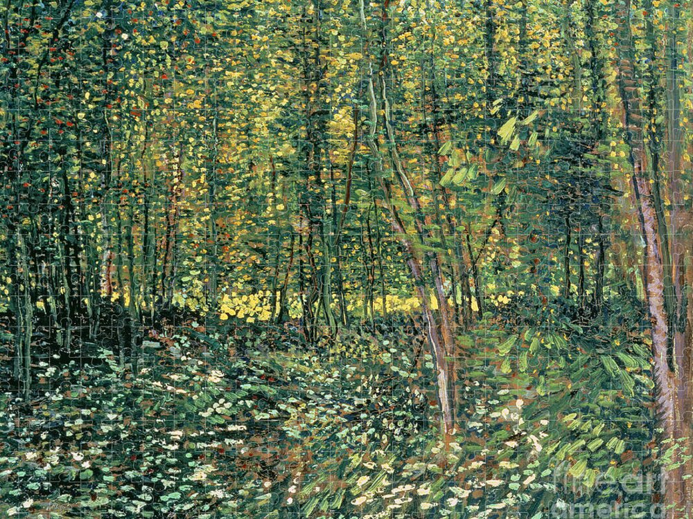 Van Gogh Jigsaw Puzzle featuring the painting Trees and Undergrowth by Vincent Van Gogh