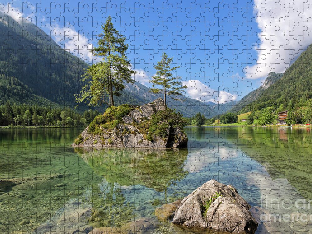 Hintersee Jigsaw Puzzle featuring the photograph Trees on a Rock, Hintersee by Yair Karelic
