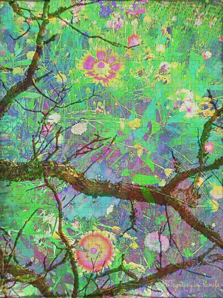 Aerial Forest View Jigsaw Puzzle featuring the digital art Treetop View Of A Forest Floor by Pamela Smale Williams