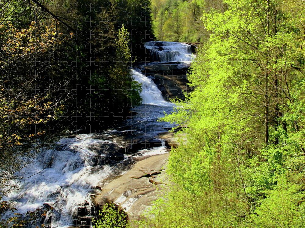 Waterfalls Jigsaw Puzzle featuring the photograph Triple Falls on a Hot Day by Allen Nice-Webb