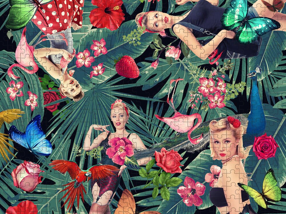 Summer Jigsaw Puzzle featuring the digital art Tropical fun erotic by Mark Ashkenazi