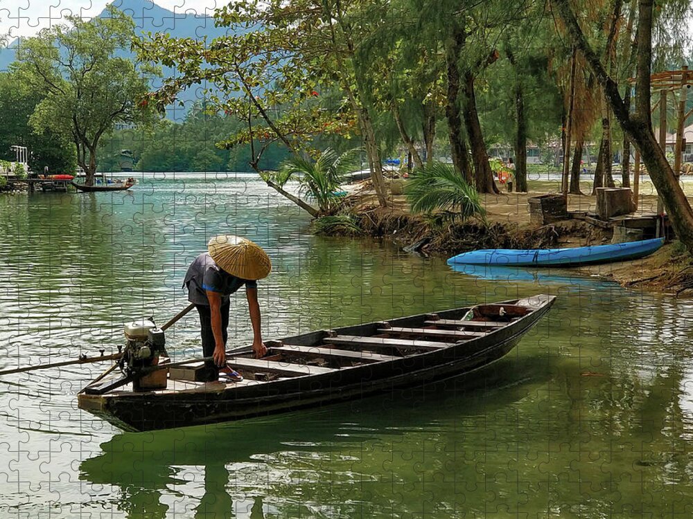 Boat Jigsaw Puzzle featuring the photograph Tropical river by Jeremy Holton