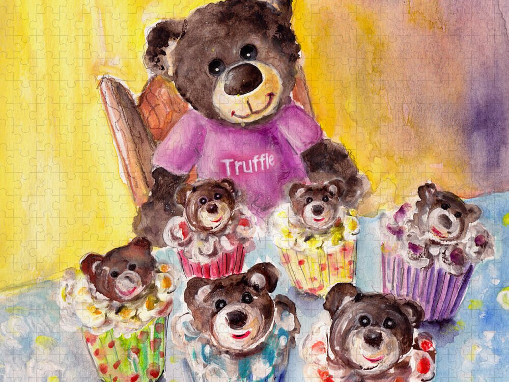 Animals Jigsaw Puzzle featuring the painting Truffle McFurry And The Bear Cupcakes by Miki De Goodaboom