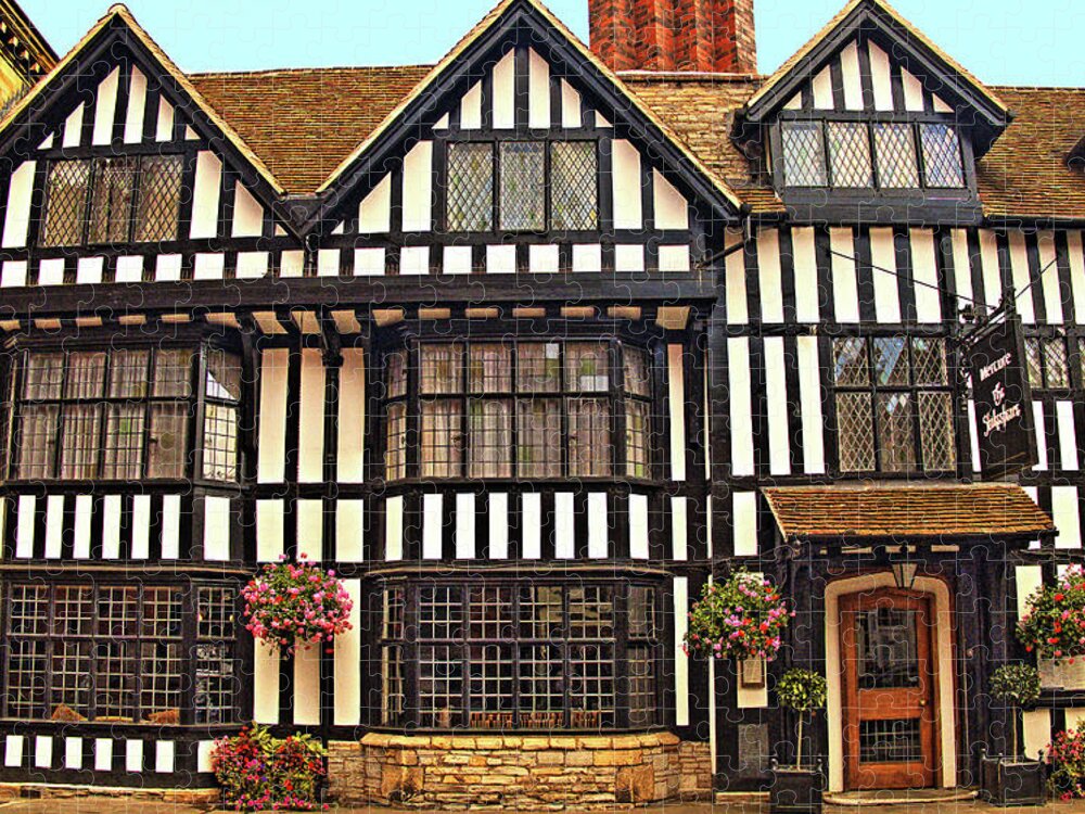 Buildings Jigsaw Puzzle featuring the photograph Tudor Hotel - Stratford On Avon. by Richard Denyer