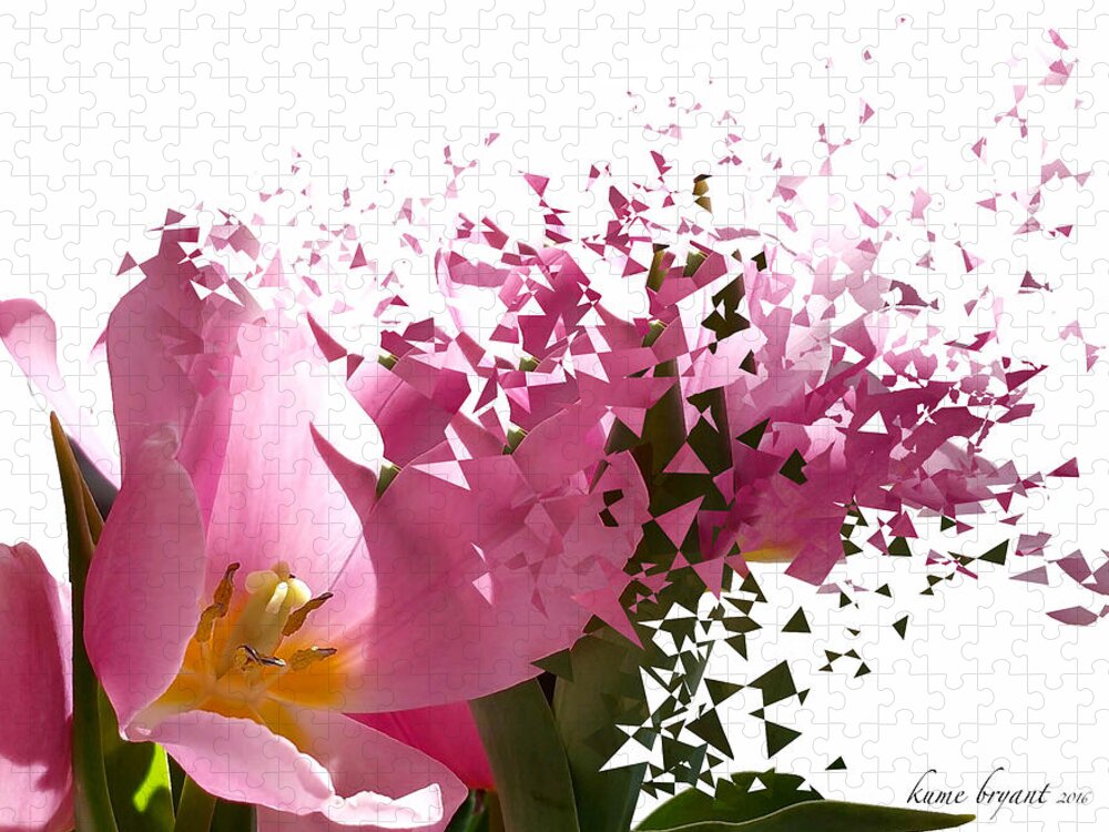 Green Jigsaw Puzzle featuring the mixed media Tulip Blast by Kume Bryant