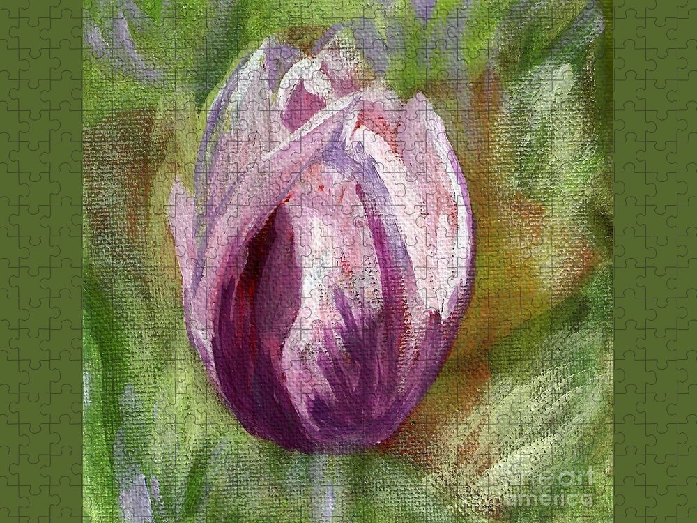 Tulip Jigsaw Puzzle featuring the painting Tulip by Deb Stroh-Larson