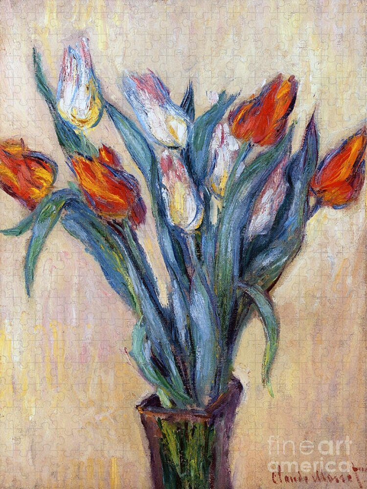 Tulips Jigsaw Puzzle featuring the painting Tulips by Claude Monet