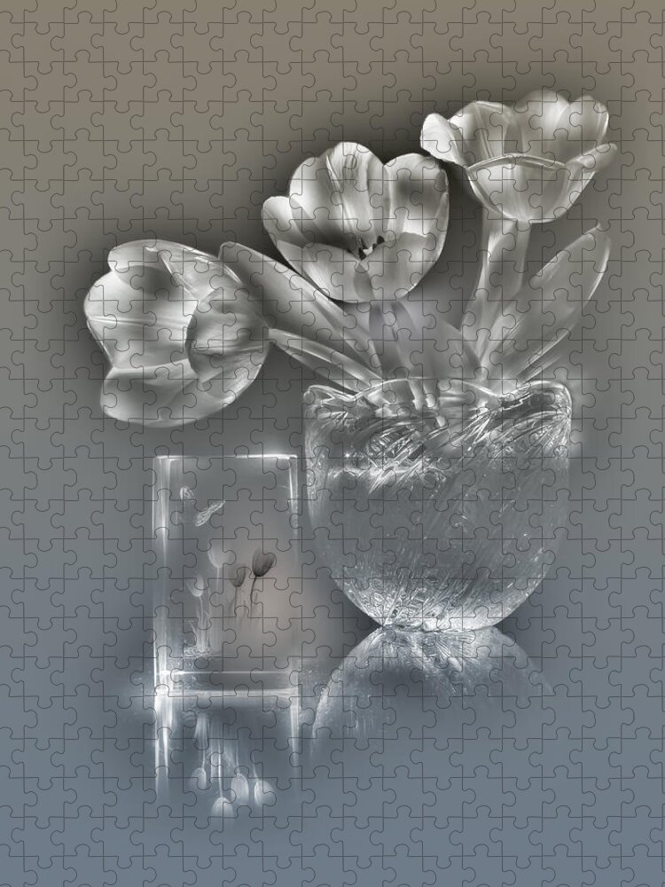 Still Jigsaw Puzzle featuring the photograph Tulips, silver variant by Alexey Kljatov