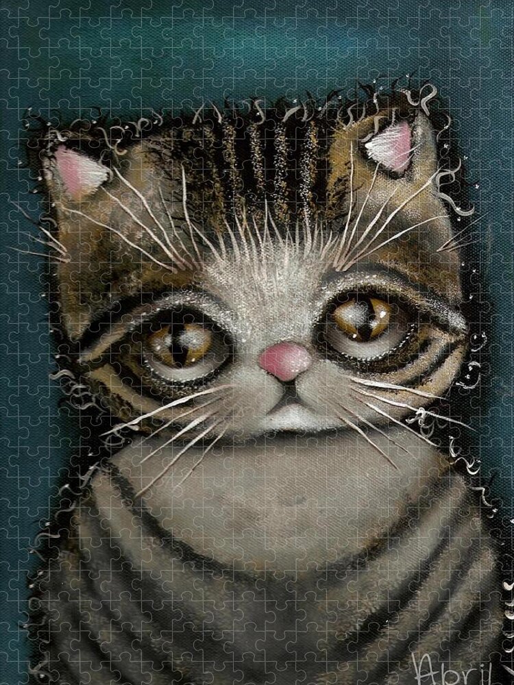 Kittie Cat Jigsaw Puzzle featuring the painting Tully by Abril Andrade