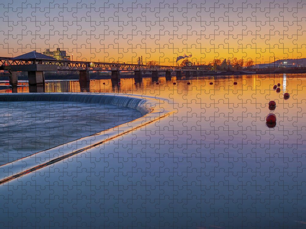 America Jigsaw Puzzle featuring the photograph Tulsa Oklahoma's Pedestrian Bridge over the Arkansas River by Gregory Ballos