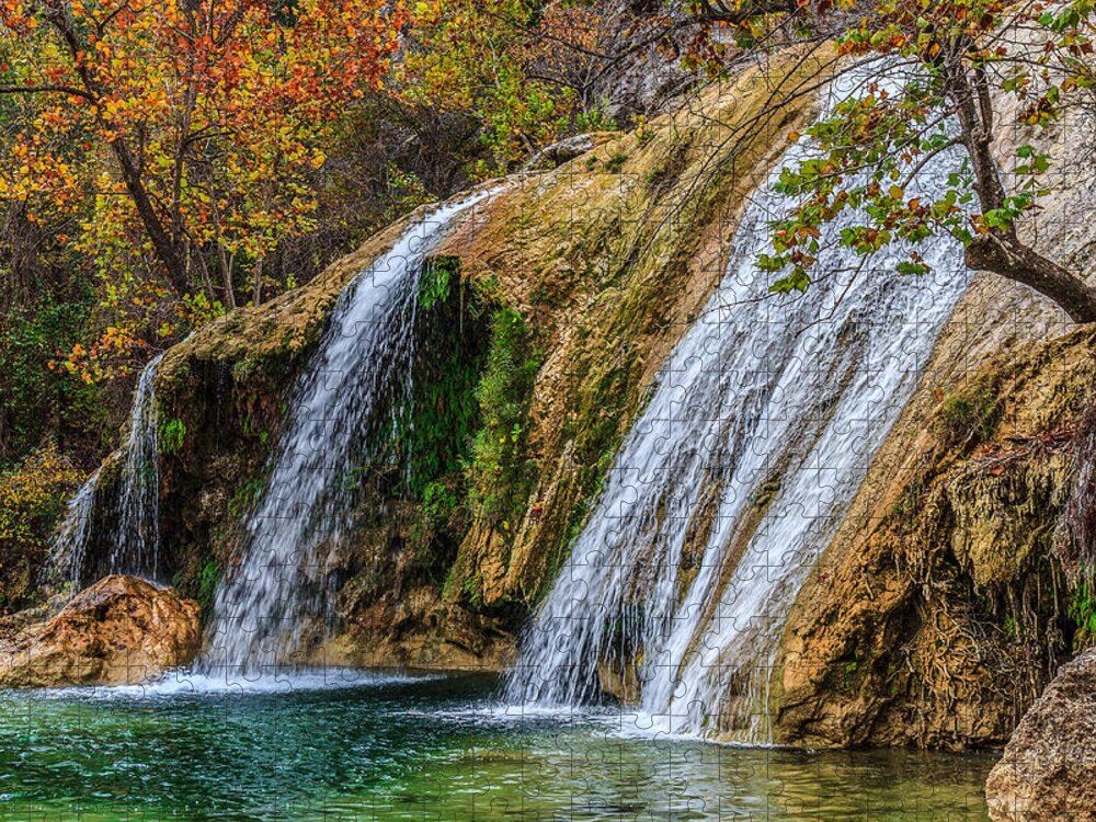 Green Jigsaw Puzzle featuring the photograph Turner Falls by Doug Long