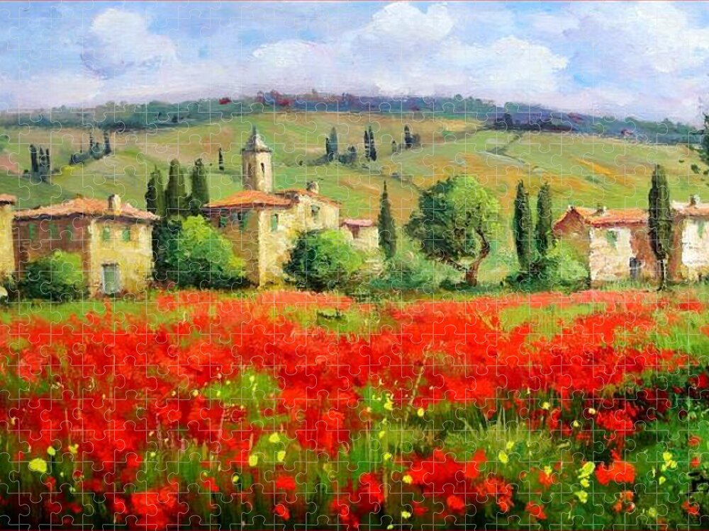 Quadri Jigsaw Puzzle featuring the painting Tuscany landscape by Bruno Chirici