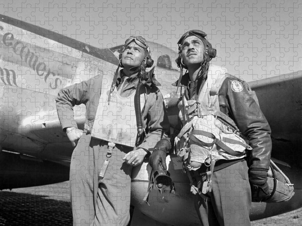 Benjamin Davis Jigsaw Puzzle featuring the photograph Tuskegee Airmen by War Is Hell Store