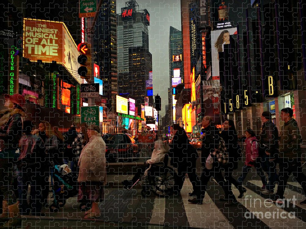 Times Square Jigsaw Puzzle featuring the photograph Twas the Night Before New Years - Times Square New York by Miriam Danar