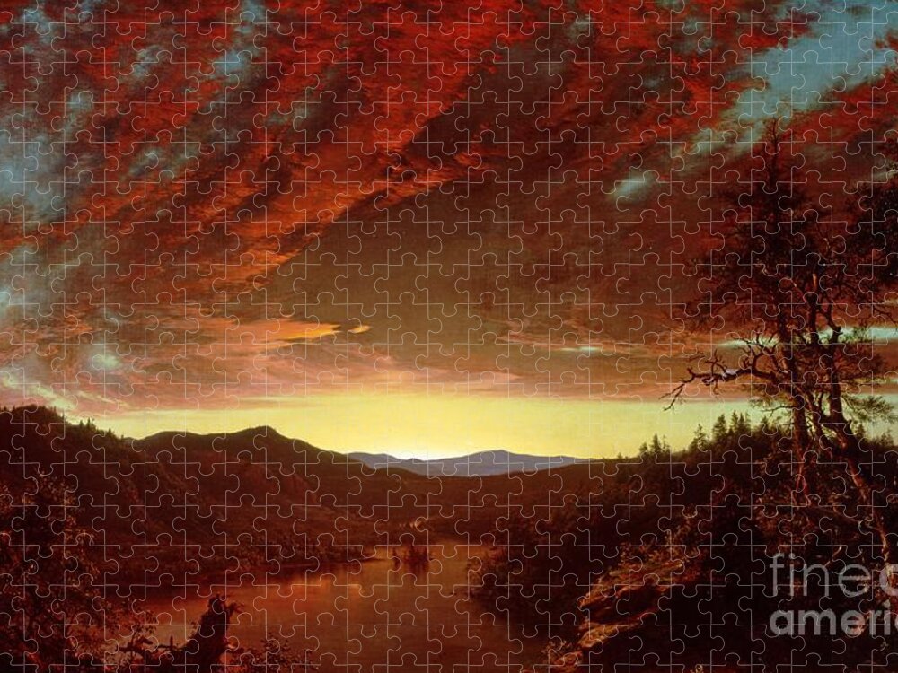 Twilight Jigsaw Puzzle featuring the painting Twilight in the Wilderness by Frederic Edwin Church