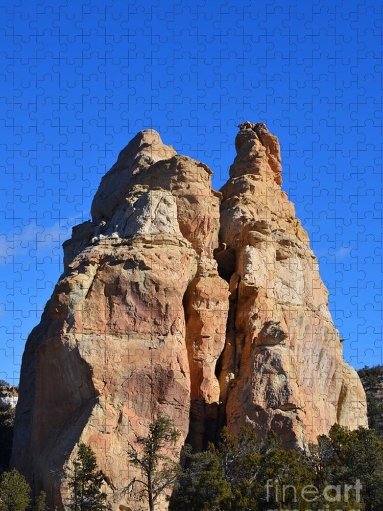 Southwest Landscape Jigsaw Puzzle featuring the photograph Twin peaks by Robert WK Clark