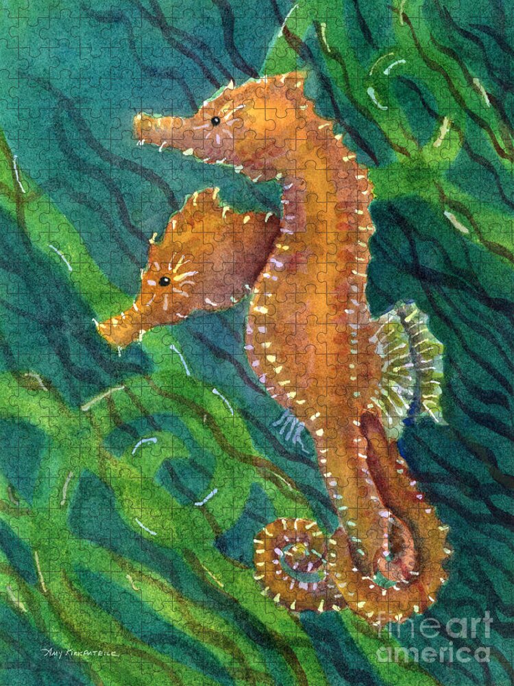 Seahorse Jigsaw Puzzle featuring the painting Two By Sea by Amy Kirkpatrick