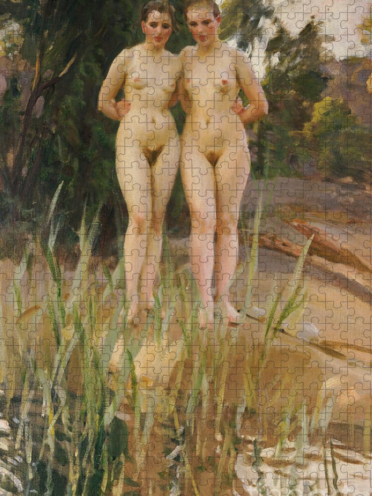 Nude Jigsaw Puzzle featuring the painting Two Friends by Anders Leonard Zorn