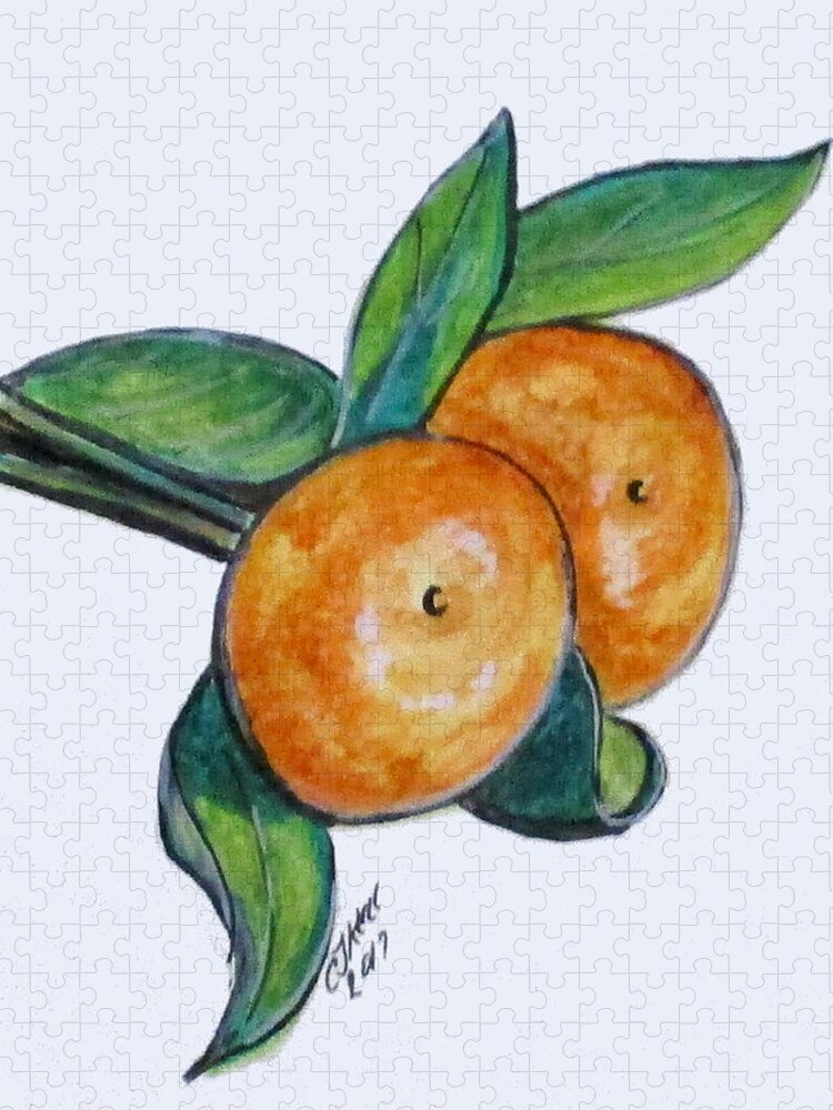 Water Color Jigsaw Puzzle featuring the painting Two Oranges by Clyde J Kell