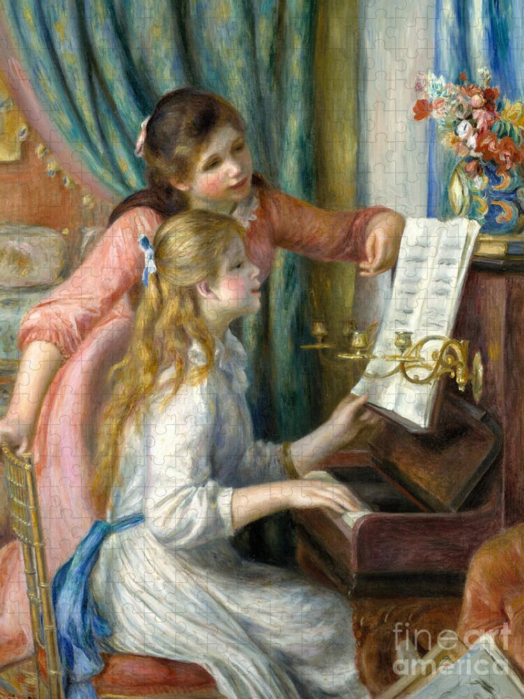 Renoir Jigsaw Puzzle featuring the painting Two Young Girls at the Piano, 1892 by Pierre Auguste Renoir