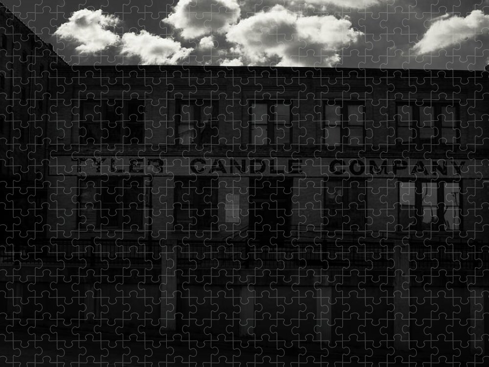 Tyler Texas Jigsaw Puzzle featuring the photograph Tyler Candle Company BNW by Eugene Campbell