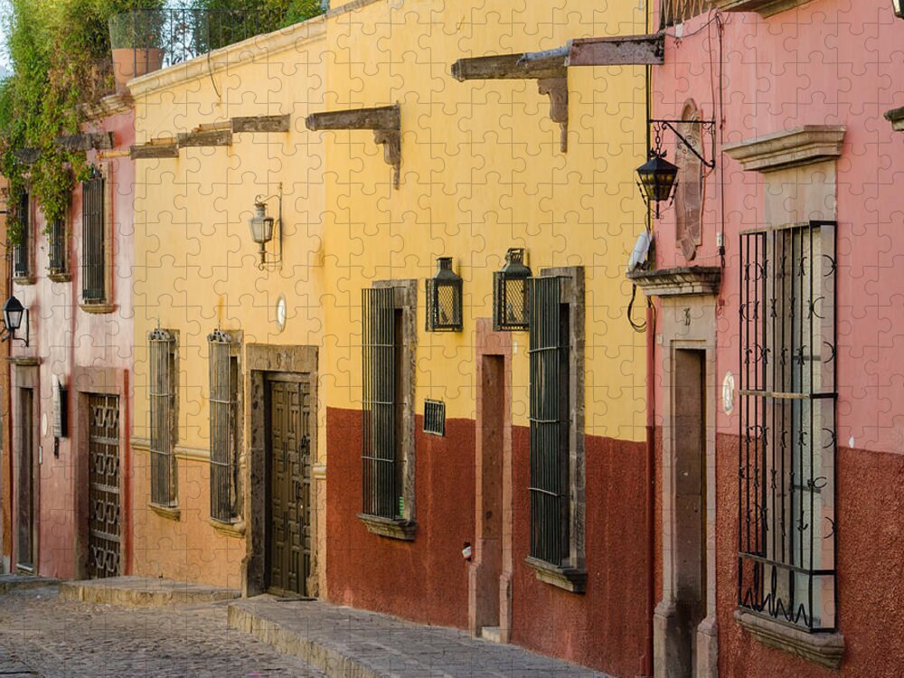 Mexico Jigsaw Puzzle featuring the photograph Typical street in San Miguel de Allende, Mexico. by Rob Huntley