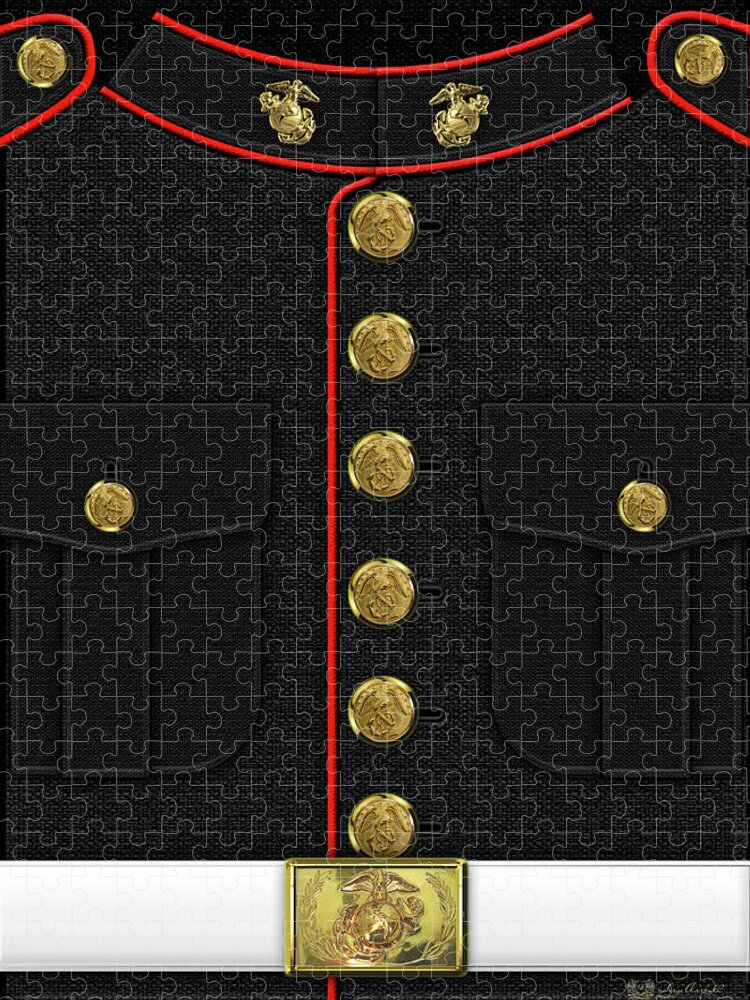 'military Insignia & Heraldry 3d' Collection By Serge Averbukh Jigsaw Puzzle featuring the digital art U S M C Dress uniform by Serge Averbukh