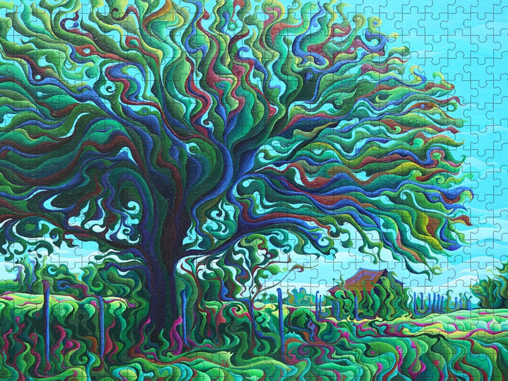 Tree Jigsaw Puzzle featuring the painting UmBrOaken Stillness by Amy Ferrari