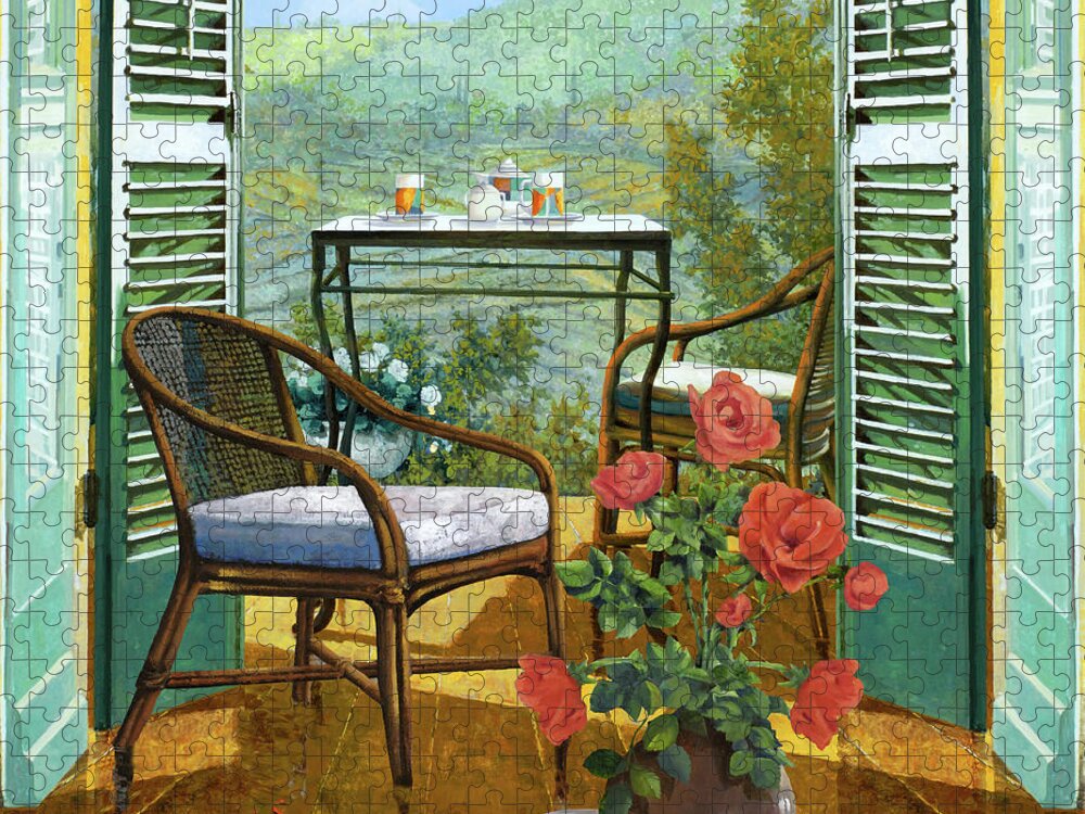 Rose Jigsaw Puzzle featuring the painting Un Vaso Di Rose by Guido Borelli