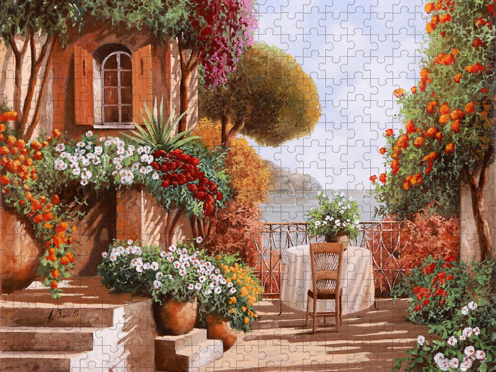 Terrace Jigsaw Puzzle featuring the painting Una Sedia In Attesa by Guido Borelli