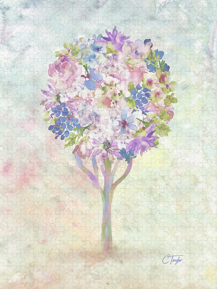 Flowers Jigsaw Puzzle featuring the mixed media Under the Flower Tree by Colleen Taylor