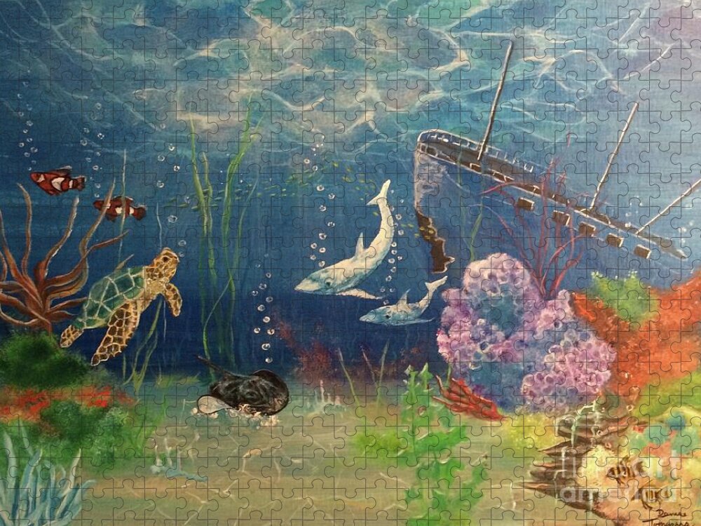 Sea Jigsaw Puzzle featuring the painting Under The Sea by Denise Tomasura