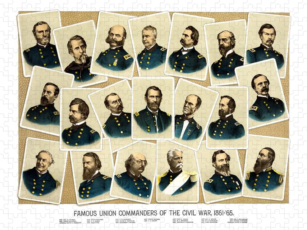 Civil War Jigsaw Puzzle featuring the painting Union Commanders of The Civil War by War Is Hell Store