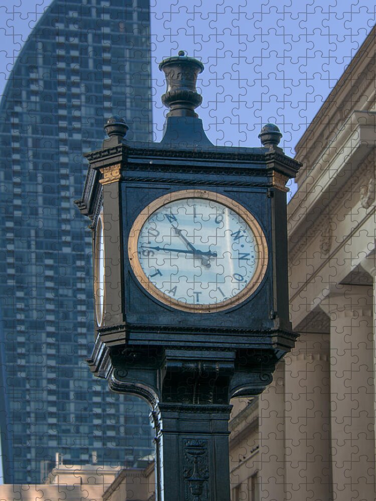 Clock. Toronto Jigsaw Puzzle featuring the photograph Union Station - Toronto by John Black