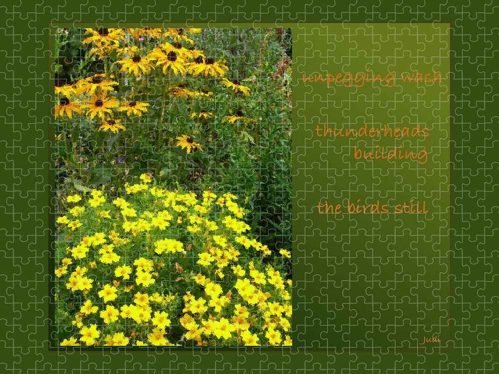 Poem Jigsaw Puzzle featuring the digital art Unpegging Wash Haiga by Judi and Don Hall