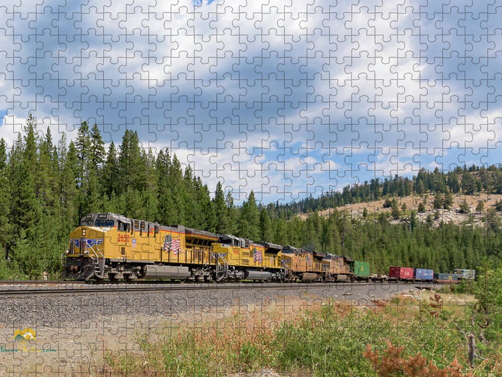 Donner Pass Jigsaw Puzzle featuring the photograph UP2650 westbound from Donner Pass by Jim Thompson