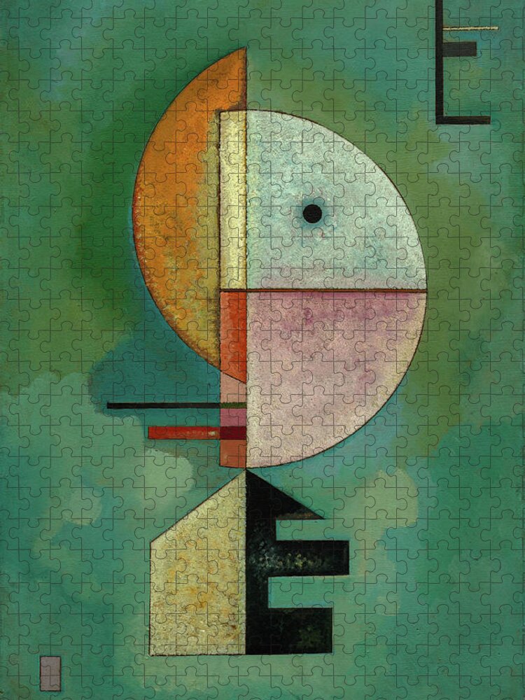 Circle Jigsaw Puzzle featuring the painting Upward by Wassily Kandinsky