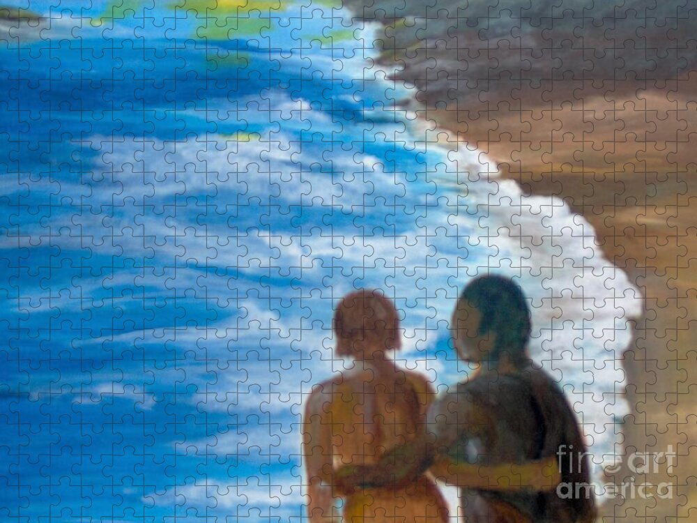 Landscape Jigsaw Puzzle featuring the painting Us Against The World by Saundra Johnson