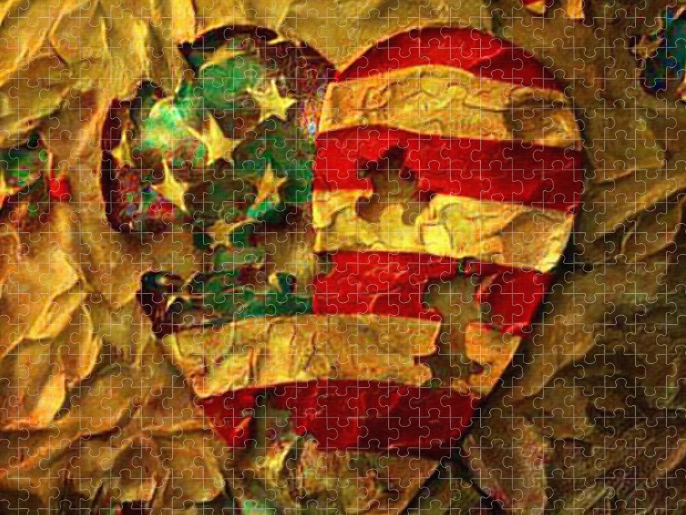 Patriotism Jigsaw Puzzle featuring the digital art USA heart by Bruce Rolff